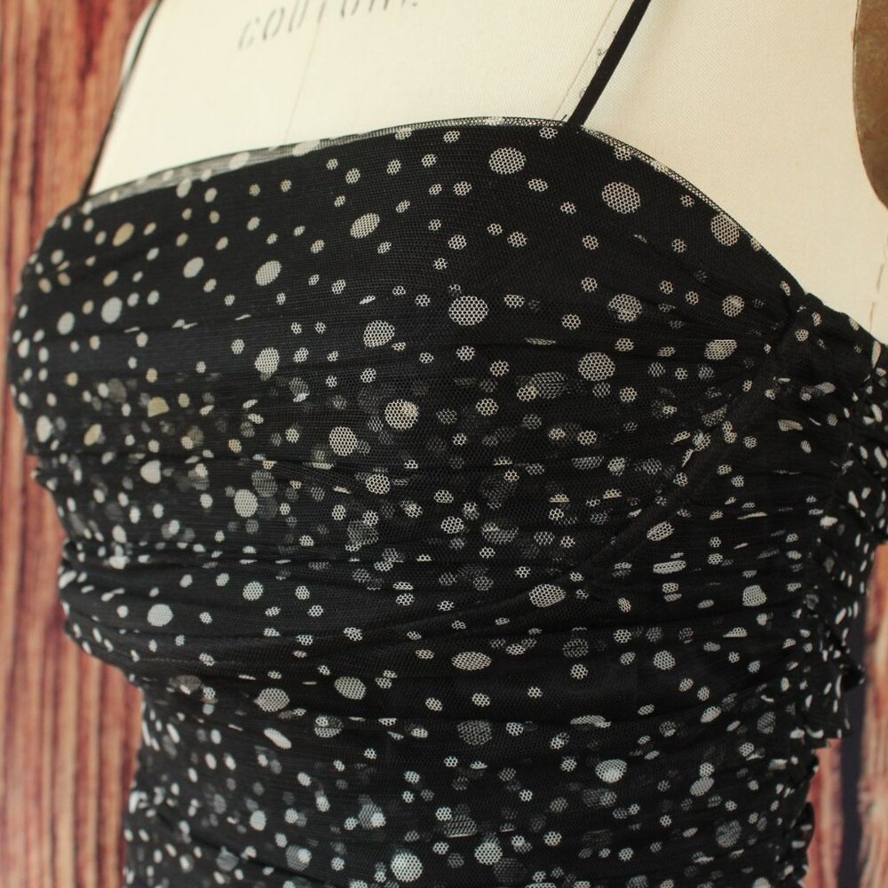 Jessica Howard Dress, Black with Gray Polkadots, Size 8, Fit and Flare, Retro - Picture 9 of 12
